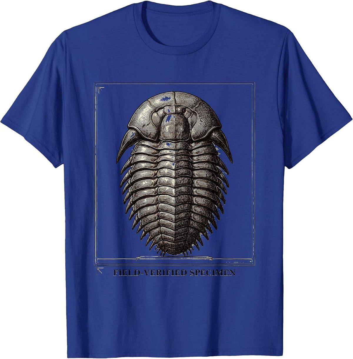 Field-Verified Specimen Crosshatch Etching Rock Collector T-Shirt - Royal Blue