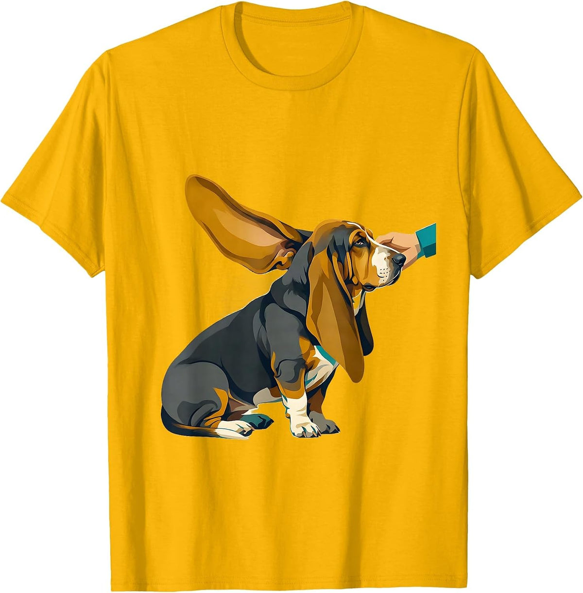 Men's Basset Hound Midcentury Modern Dog Lover Humor T-Shirt - Golden Yellow