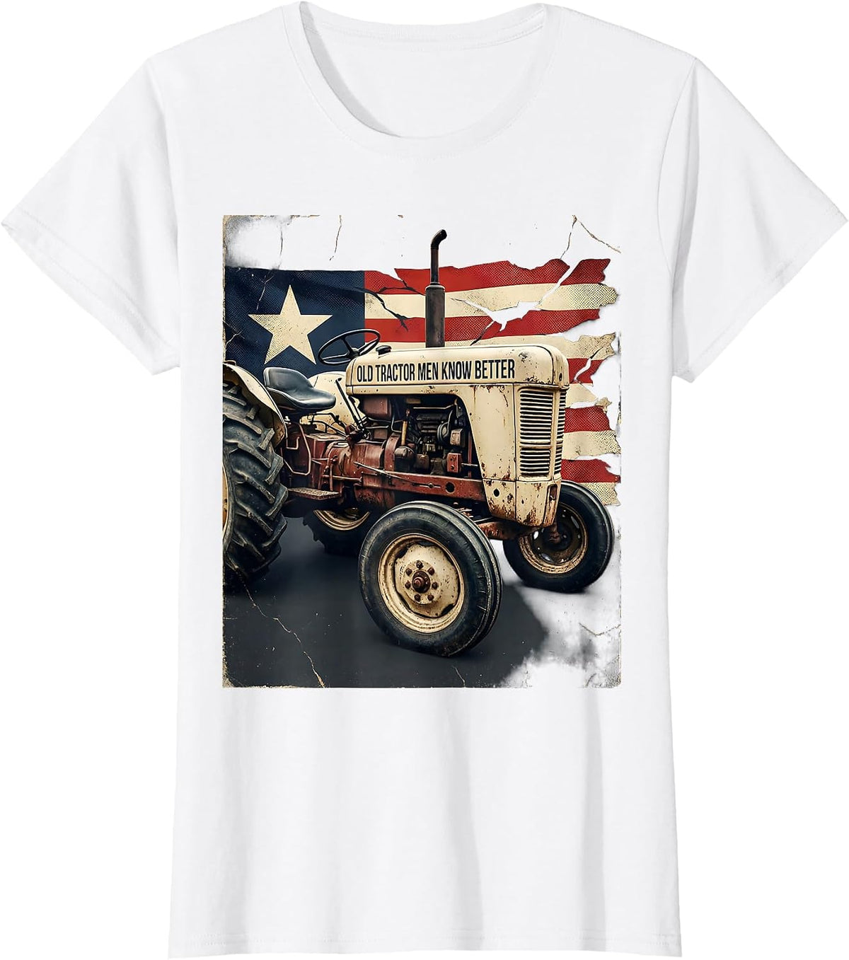 Women's Old Tractor Men Know Better Distressed Farmer Tractor Gift T-Shirt - White