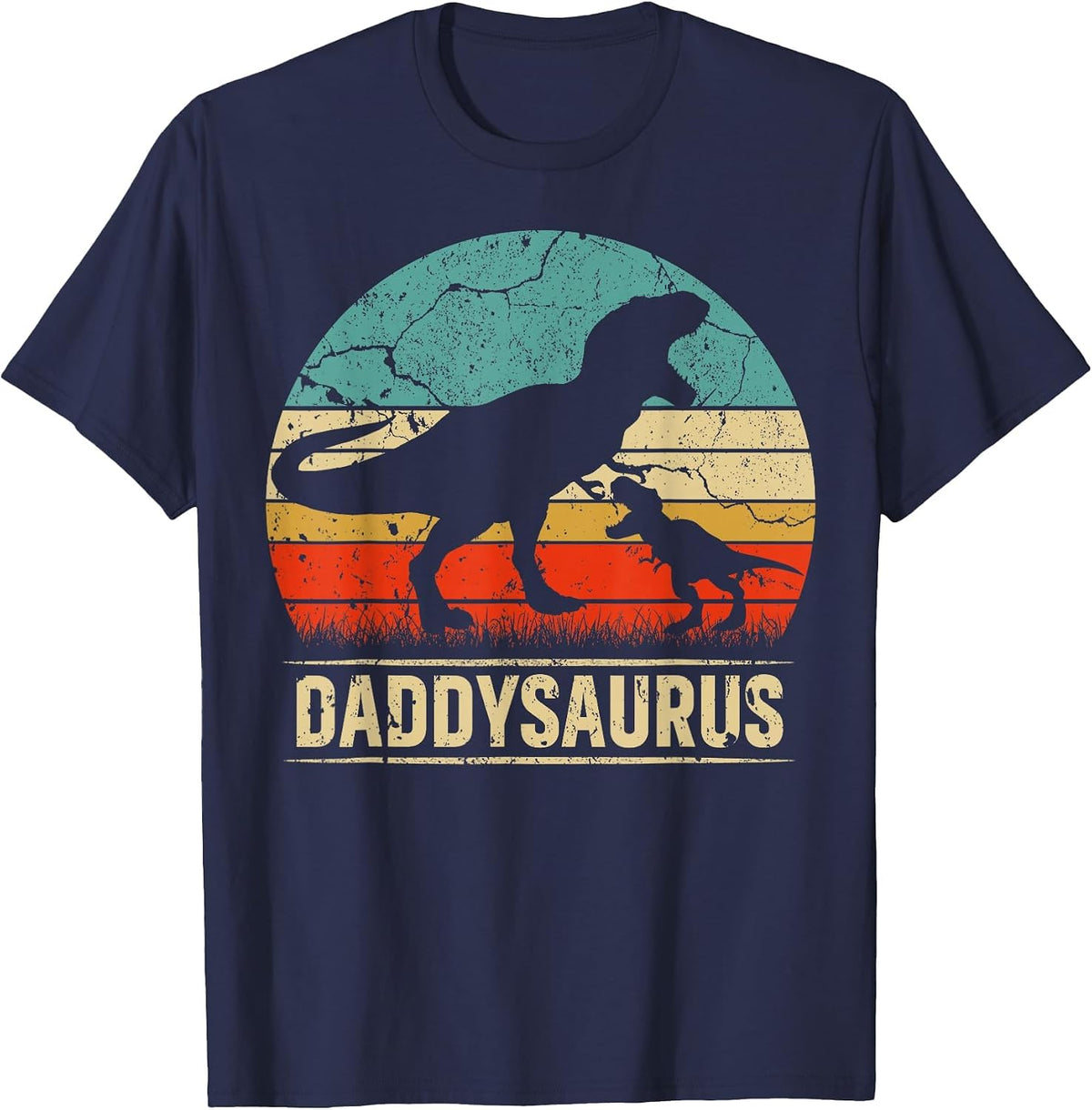 Daddysaurus T Rex Dinosaur Daddy Saurus Family Matching T-Shirt - Navy Blue