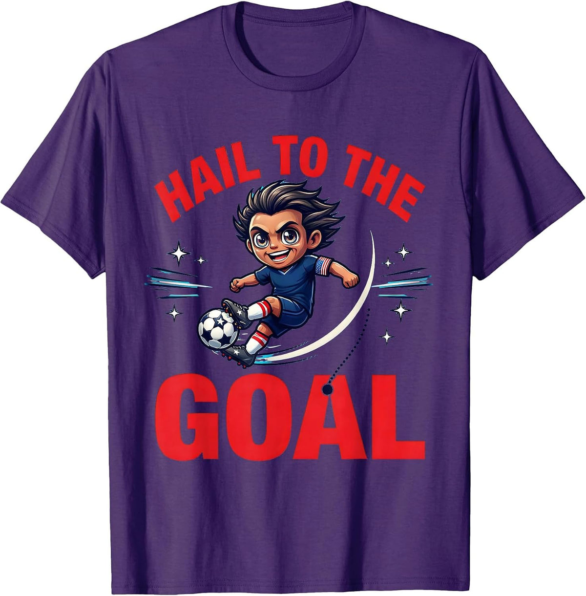 HAIL TO THE GOAL Funny Soccer Player Patriotic Holiday T-Shirt - Purple