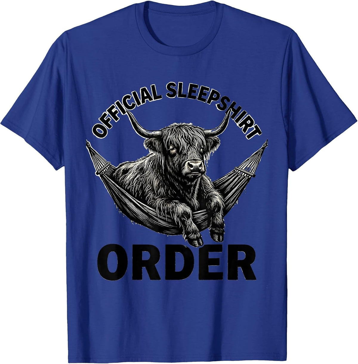 Official Sleepshirt Order Highland Cow Cozy Novelty T-Shirt - Royal Blue
