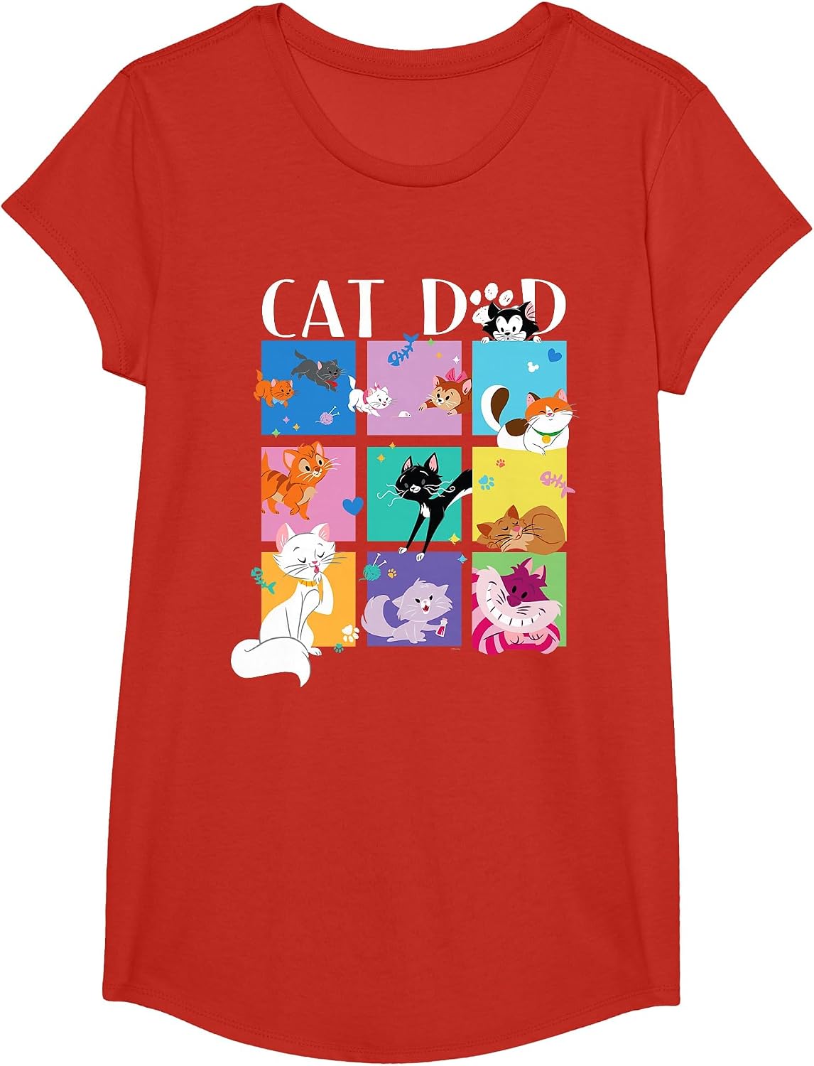 Disney Cat Dad Pet Parent Animated Disney Cats T-Shirt - Girls Red