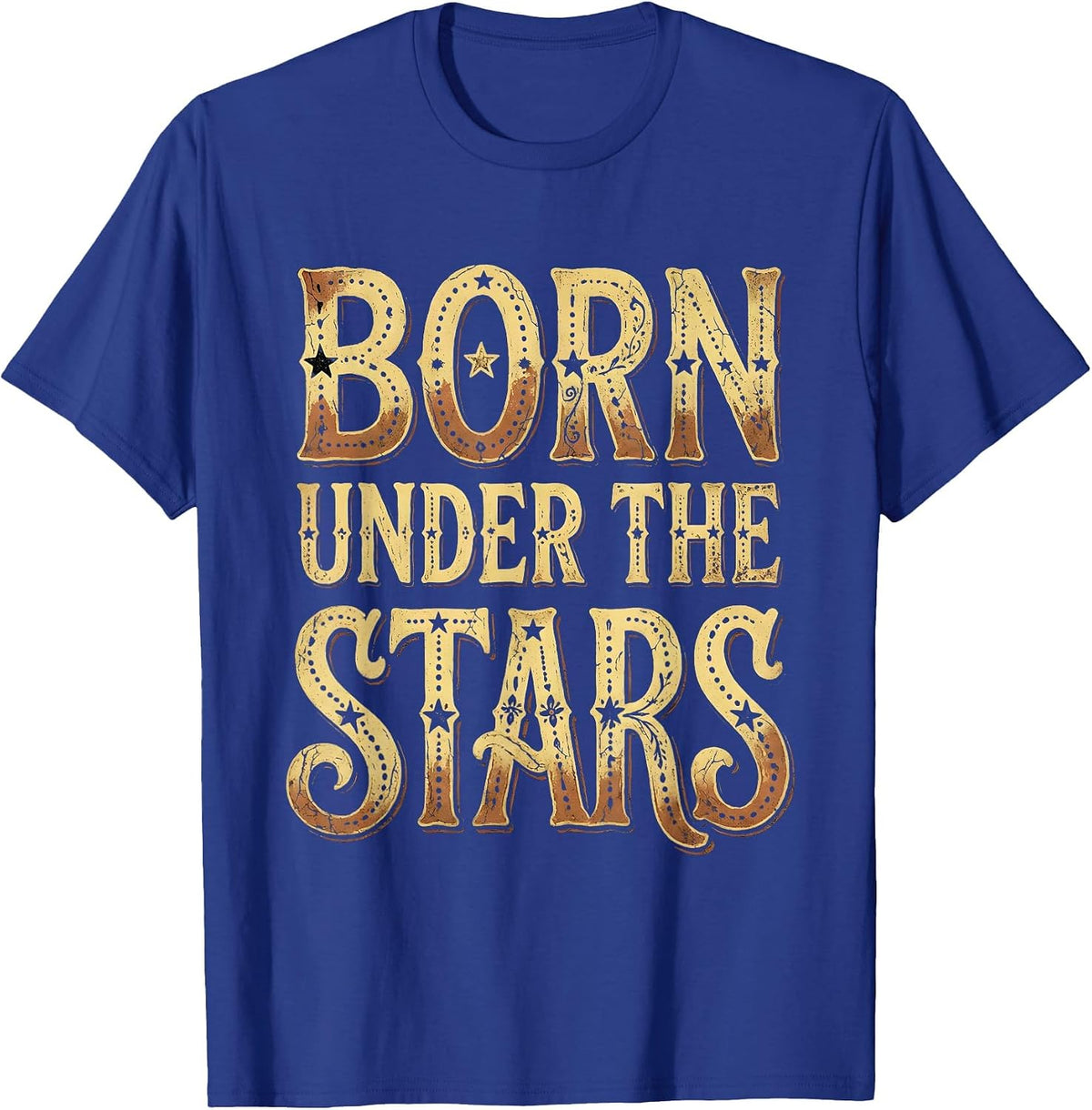 Born Under the Stars Patriotic American Design T-Shirt - Royal Blue