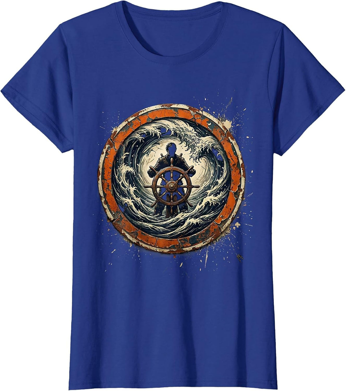 Women's Chaos Coordinator Ship Wheel Whirlpool Graphic T-Shirt - Royal Blue