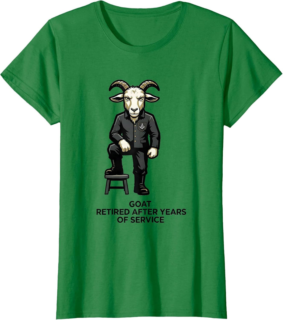 Women's Goat Retired After Years Of Service Freemason Square T-Shirt - Kelly Green