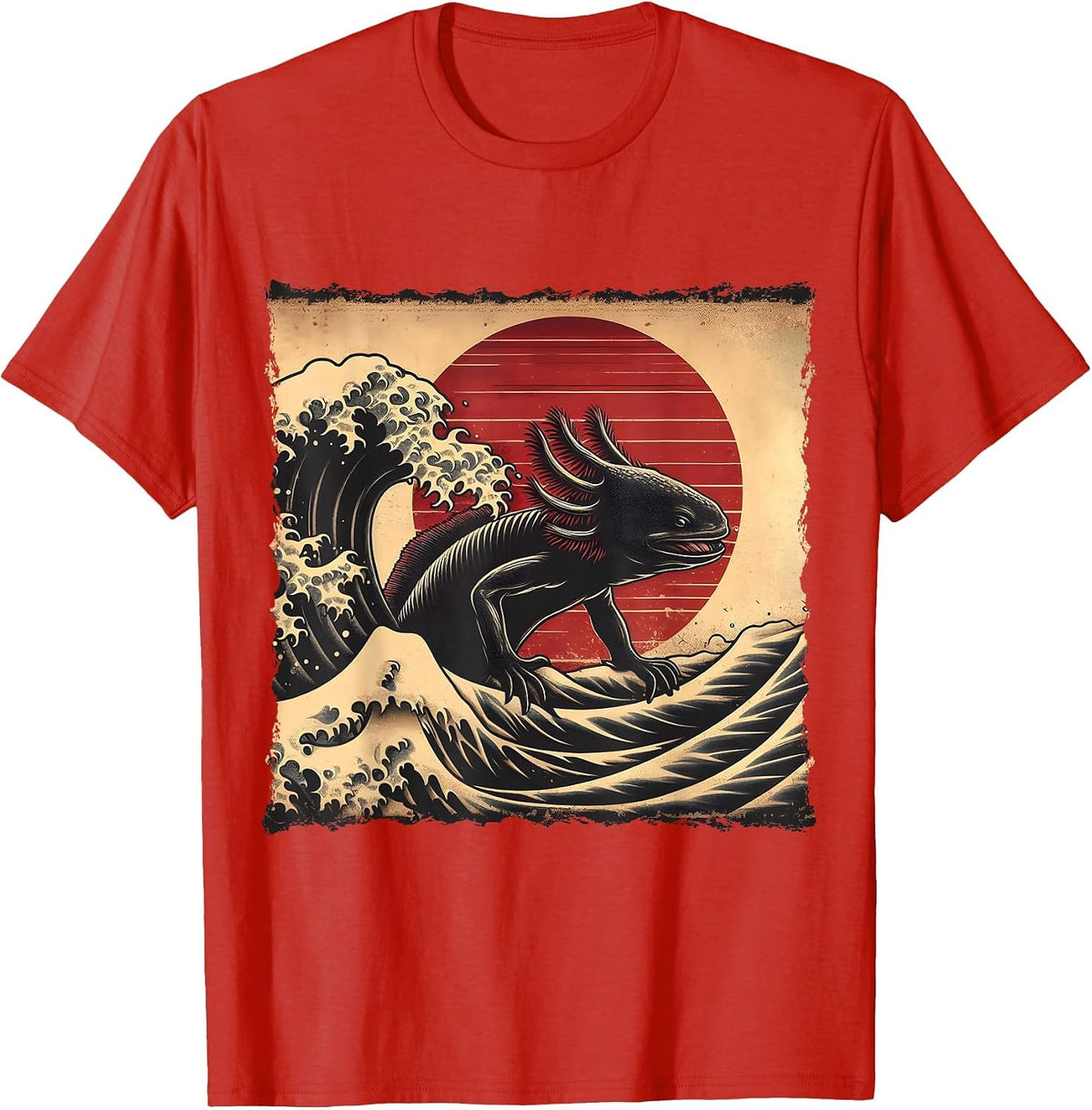 Retro Vintage Axolotl Kaiju Monster Japan Art Anime Lover T-Shirt - Red