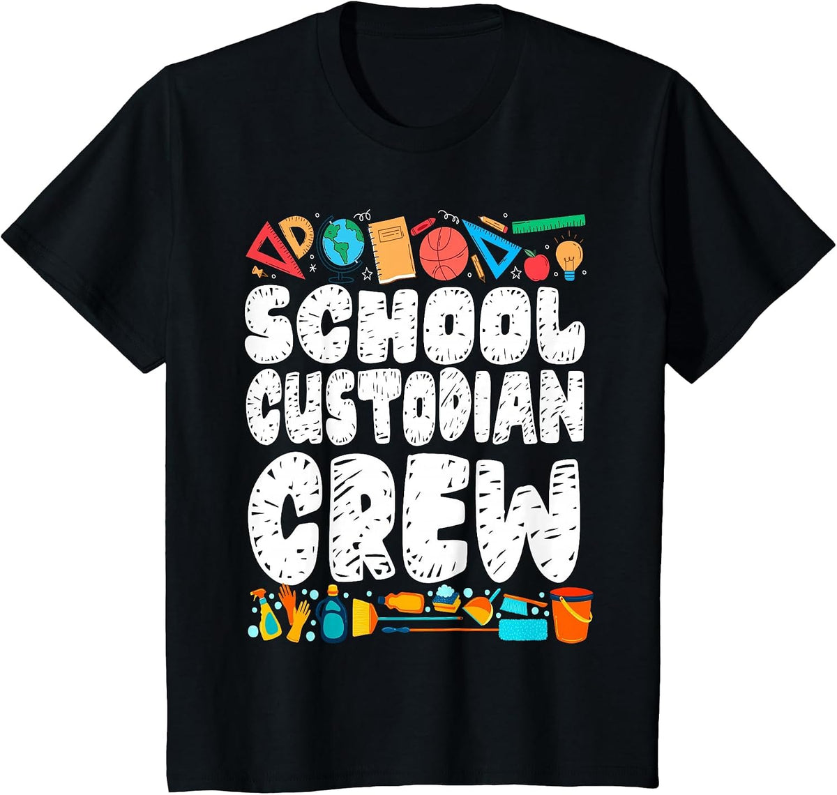 School Custodian Janitor School Custodian Crew T-Shirt - Black