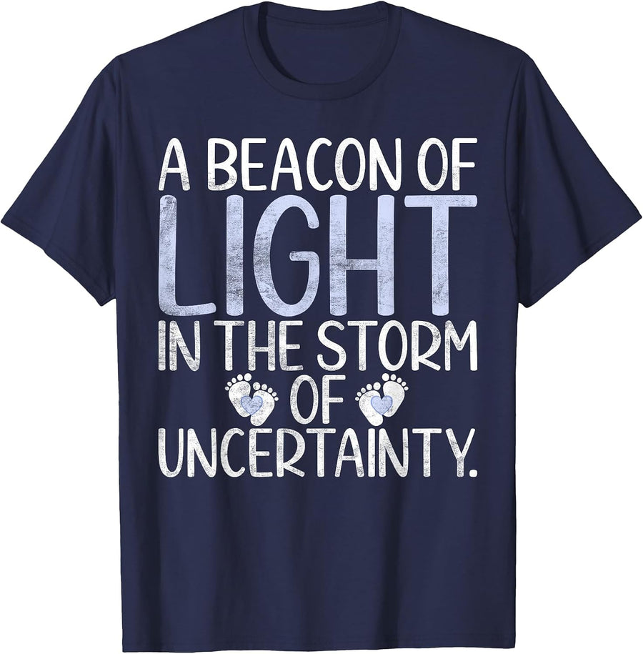 A Beacon of Light in the Storm of uncertainly Nicu Nurse T-Shirt - Navy Blue