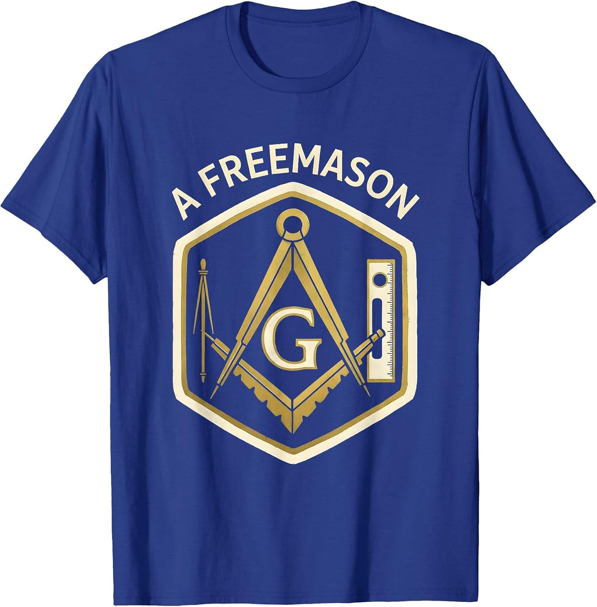 Men's A Freemason Masonic Square And Compass Emblem Fraternal T-Shirt - Royal Blue