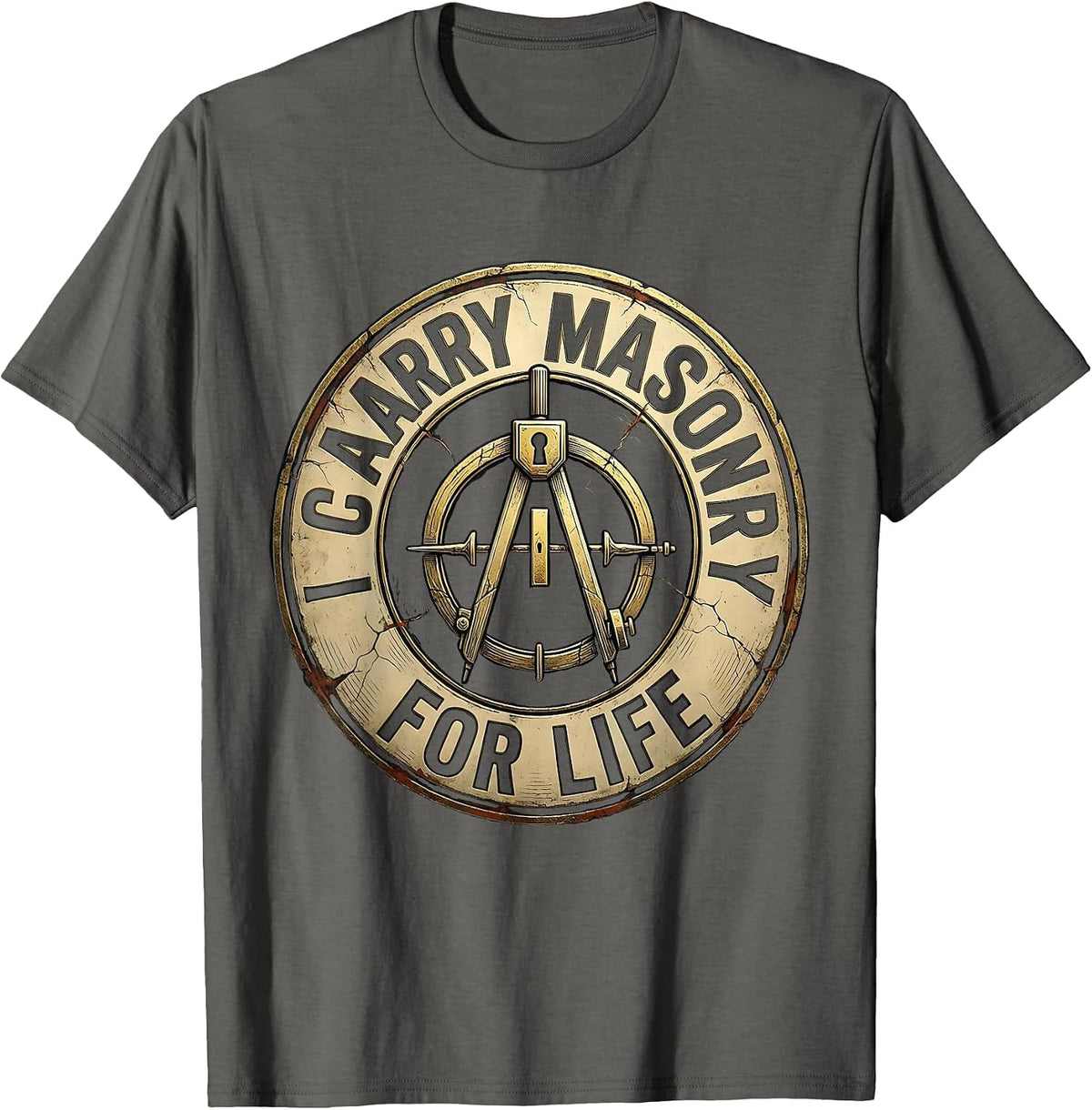 Men's I Carry Masonry For Life Distressed Freemason Square T-Shirt - Asphalt Grey