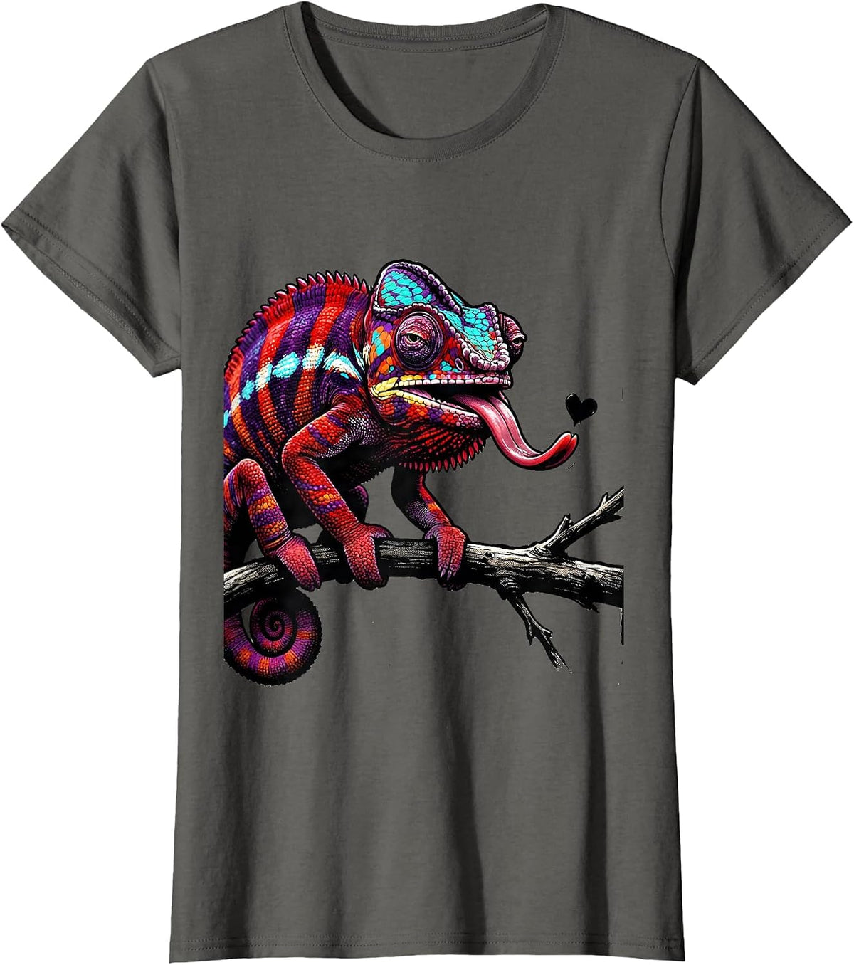 Women's Pride Chameleon Crude Humor LGBTQ Ally Funny T-Shirt - Asphalt Grey