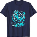 Graffiti Lizard Crown Design Cool Reptile Art for Men Women T-Shirt - Navy Blue