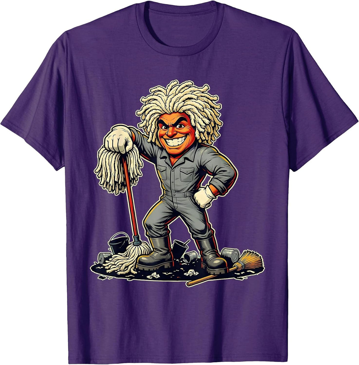 Men's Chaos Coordinator Janitor Battlefield Graphic T-Shirt - Purple