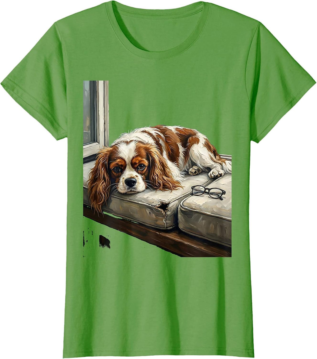 Women's Cavalier King Charles Spaniel Art Dog Owner Gift T-Shirt - Grass Green