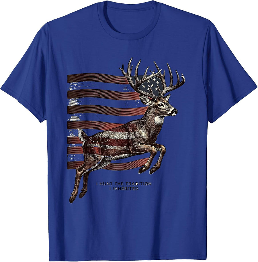 I Hunt The Tradition I Inherited Whitetail Buck Deer Hunting T-Shirt - Royal Blue
