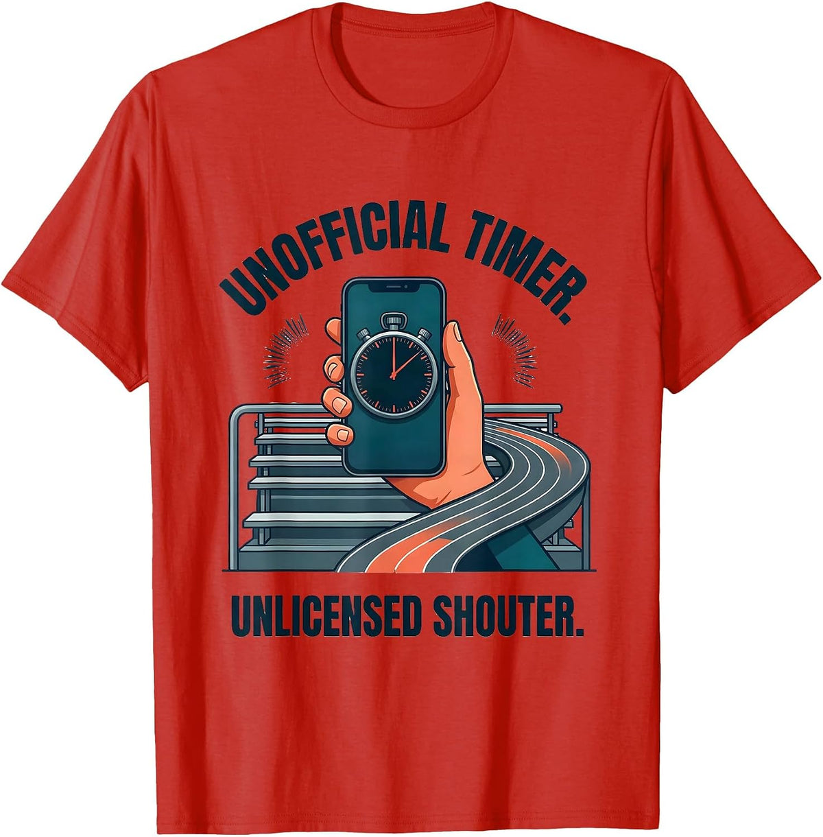 Men's Unofficial Timer Unlicensed Shouter Track Mom Track T-Shirt - Red