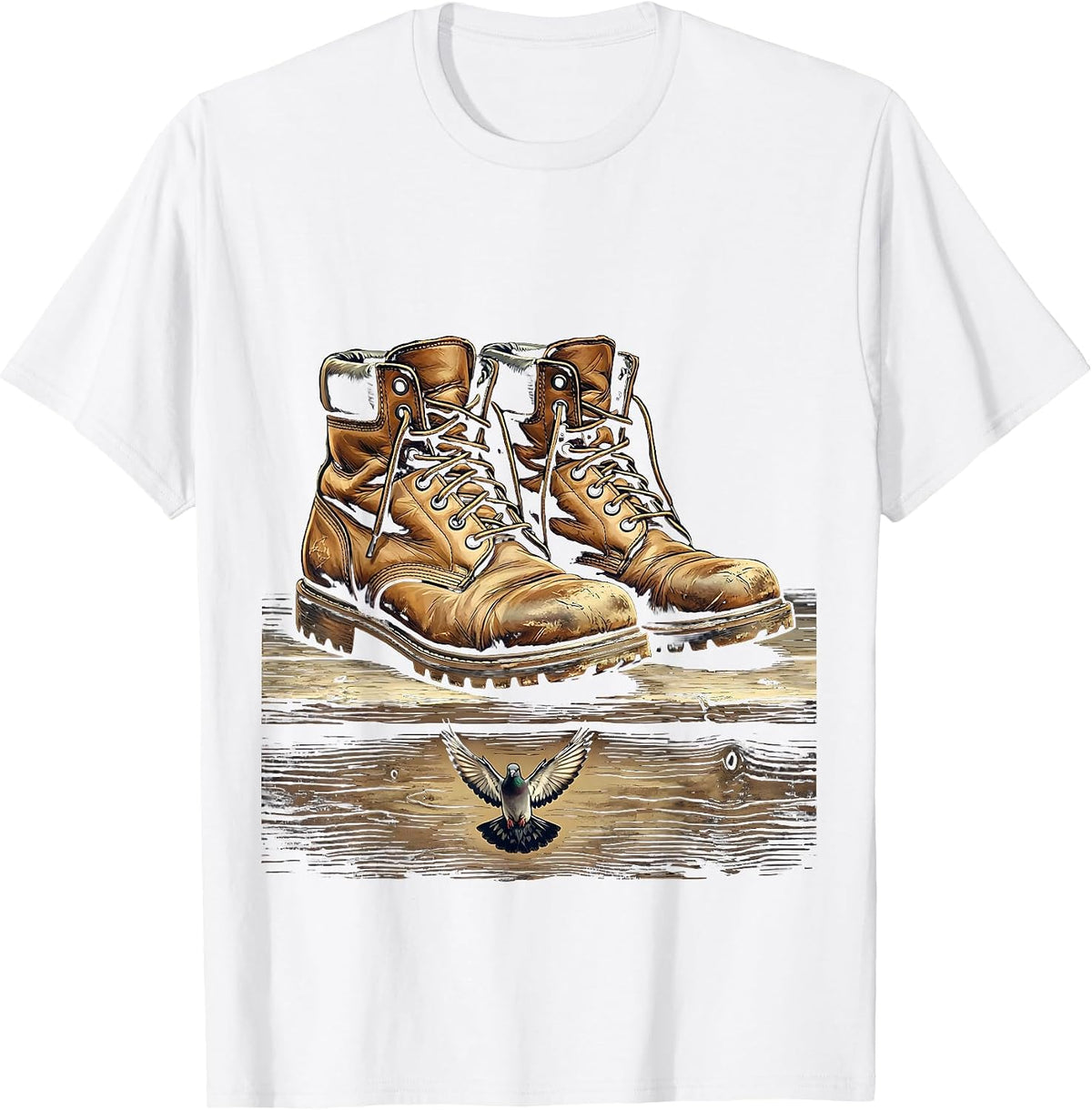 Social Worker Worn Boots Doorstep Graphic T-Shirt - White