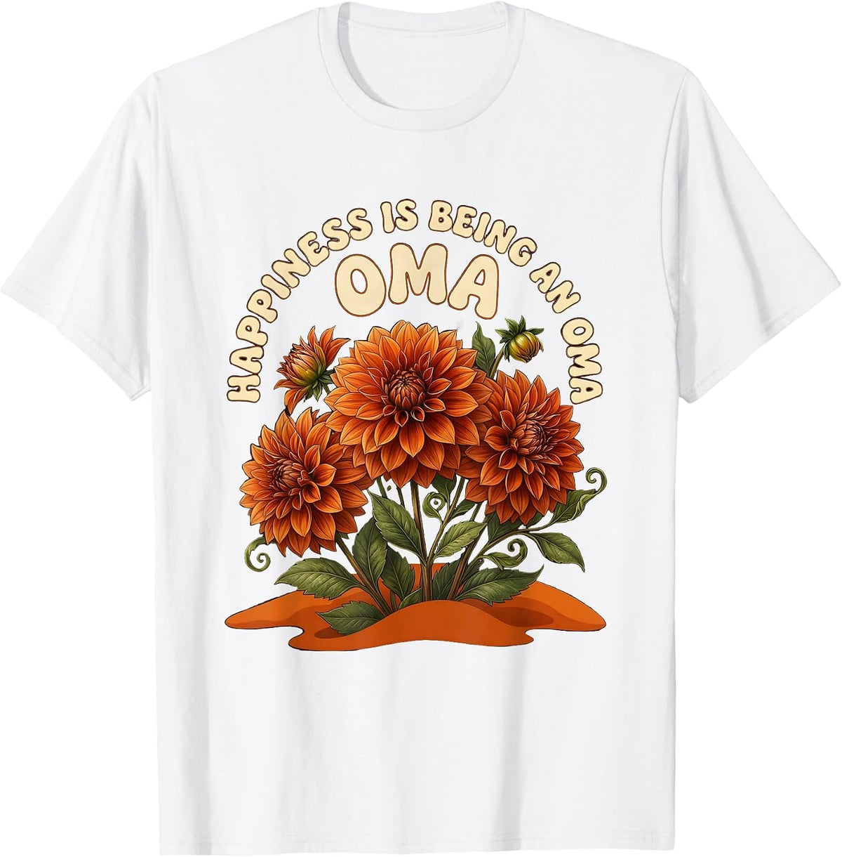 Men's Happiness Is Being An Oma Retro 70s Grandma Floral Gift T-Shirt - White
