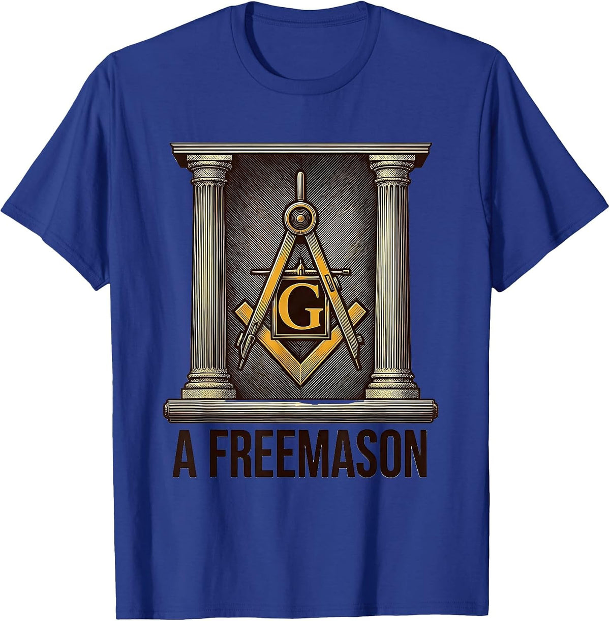 A Freemason Crosshatch Etching Masonic Lodge Member Gift T-Shirt - Royal Blue