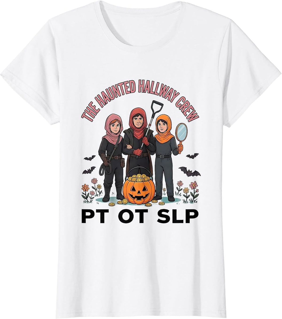 The Haunted Hallway Crew PT OT SLP Funny Physical Therapy T-Shirt - White