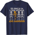 Halloween Skeleton ADHD Awareness T-Shirt - Navy Blue