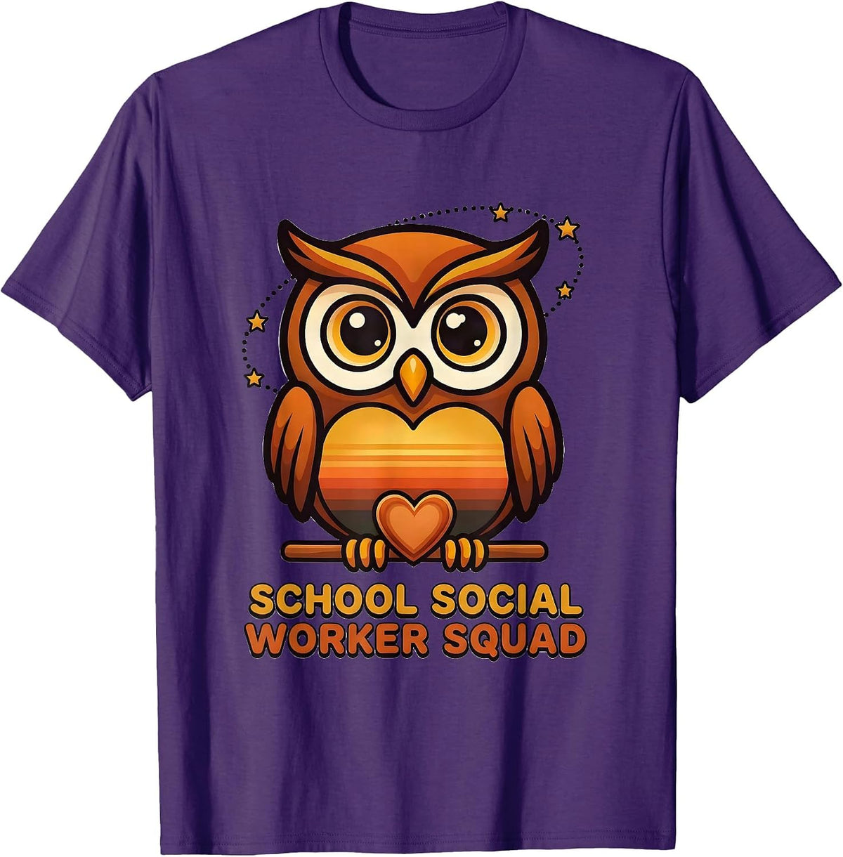 School Social Worker Squad Retro 70s Counselor Appreciation T-Shirt - Purple