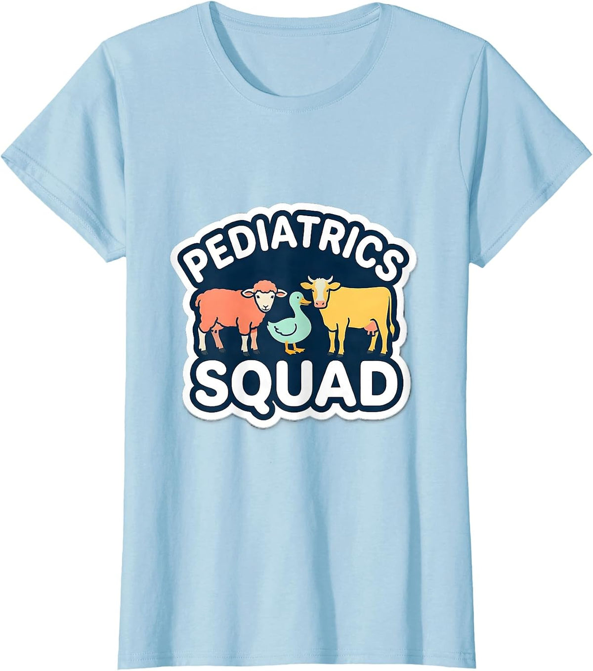 Women's Pediatrics Squad Cute Animal Pediatric Nurse NICU PICU T-Shirt - Baby Blue