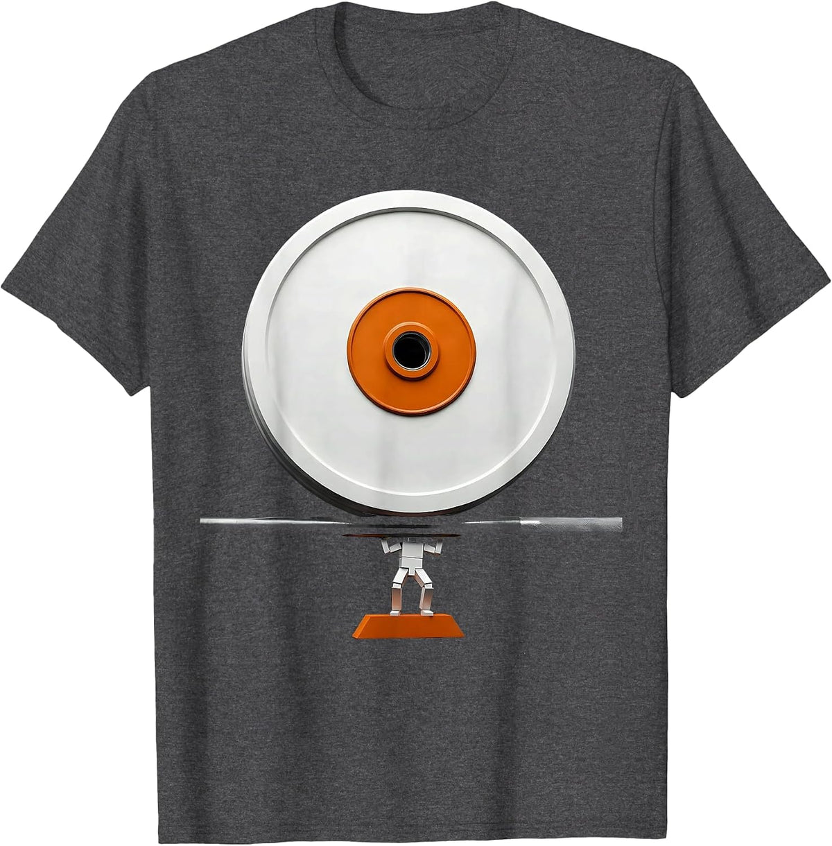 Men's Brutalist Weight Plate Lifter Humor Gym Meme T-Shirt - Dark Heather Grey