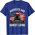 Harvests and Honest Living Farmstead Design T-Shirt - Royal Blue