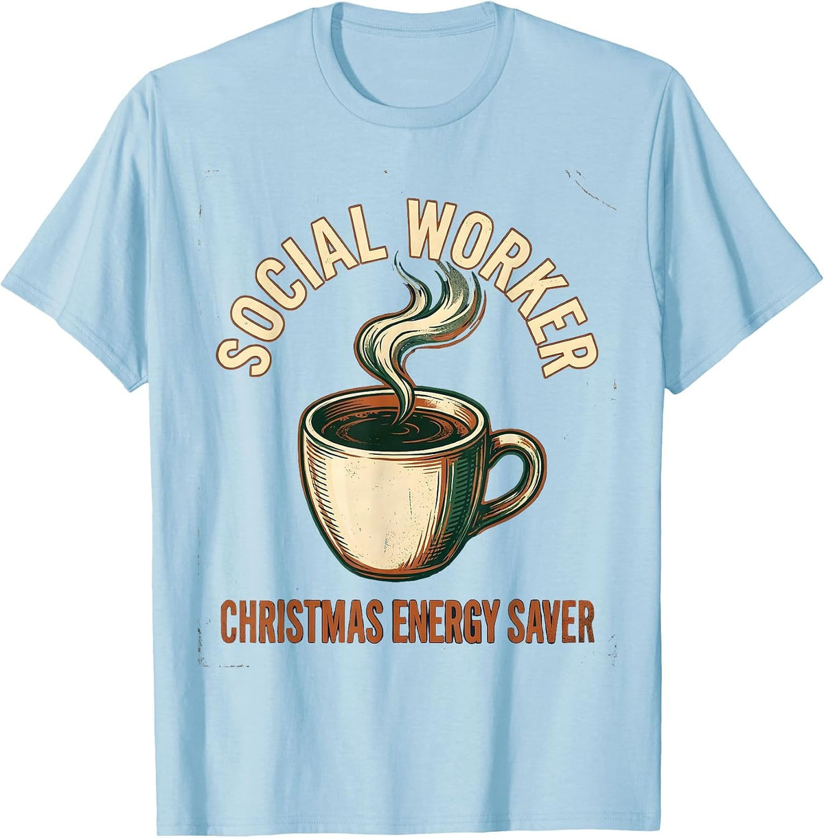 Men's Social Worker, Christmas Energy Saver Vintage Social Work T-Shirt - Baby Blue