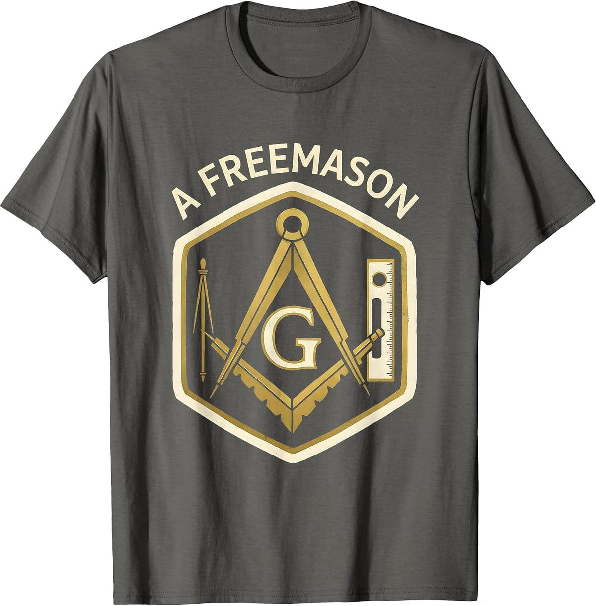 Men's A Freemason Masonic Square And Compass Emblem Fraternal T-Shirt - Asphalt Grey