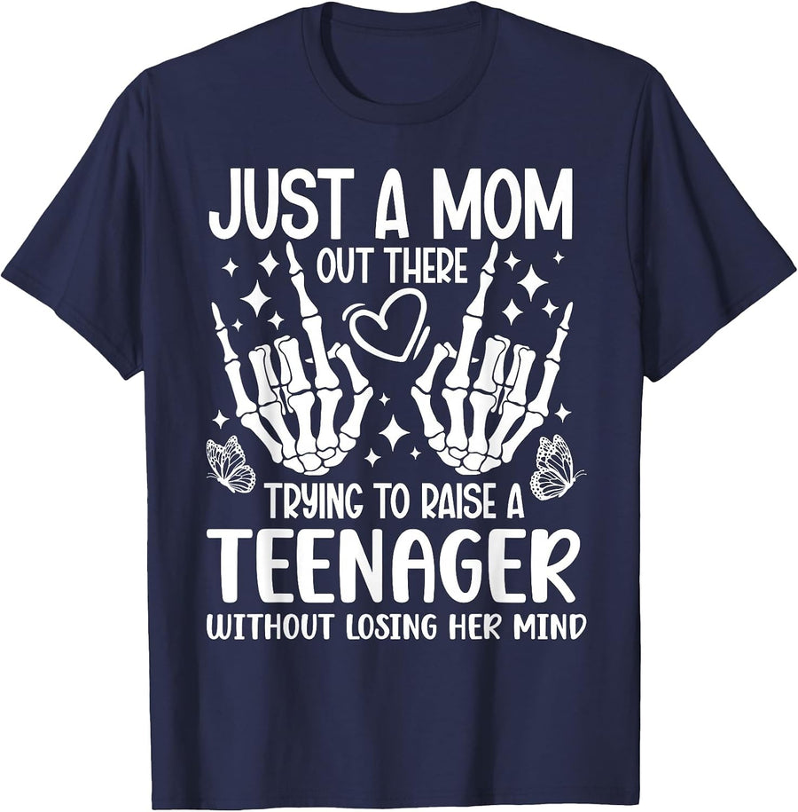 Funny Mom of A Teenager Mama Teenager Mom of Teenagers T-Shirt - Navy Blue