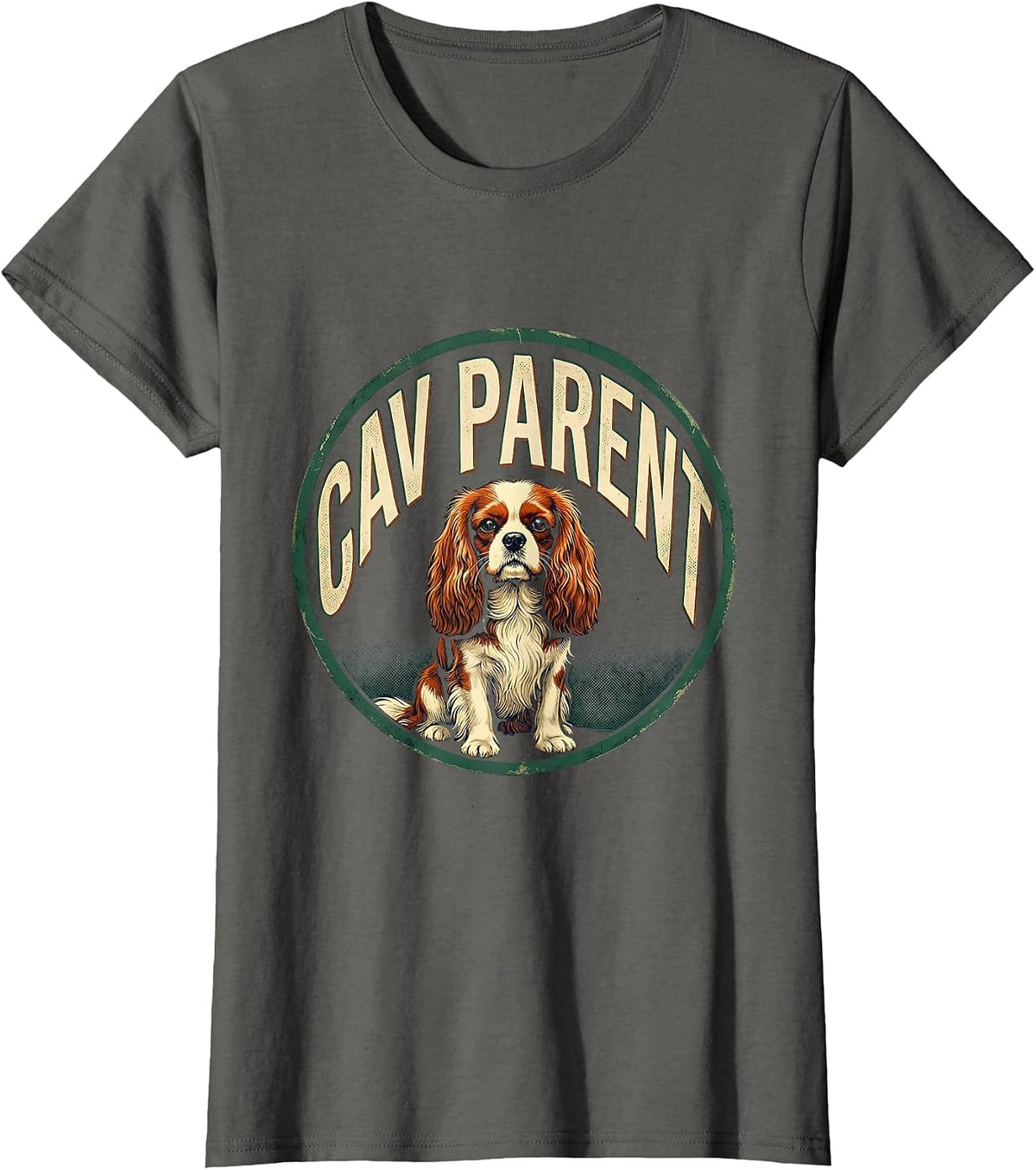 Women's Cav Parent Vintage Cavalier King Charles Spaniel Owner Humor T-Shirt - Asphalt Grey