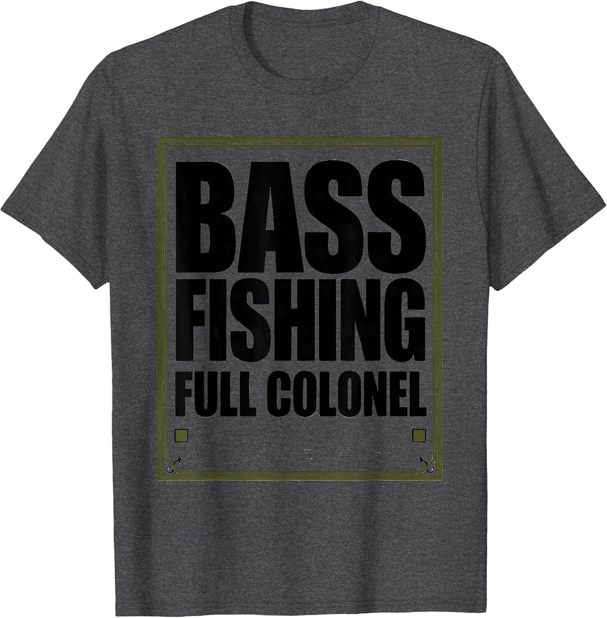 Bass Fishing Full Colonel Funny Fishing Dad Humor T-Shirt - Dark Heather Grey