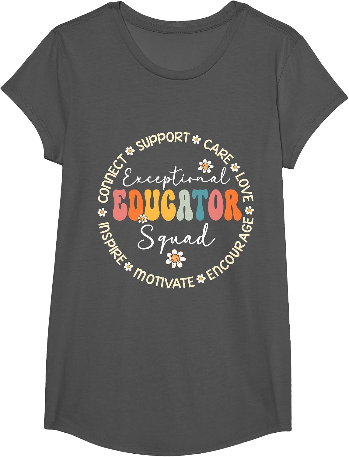 Exceptional Educator Squad Special Needs Education Teacher T-Shirt - Girls Asphalt Grey