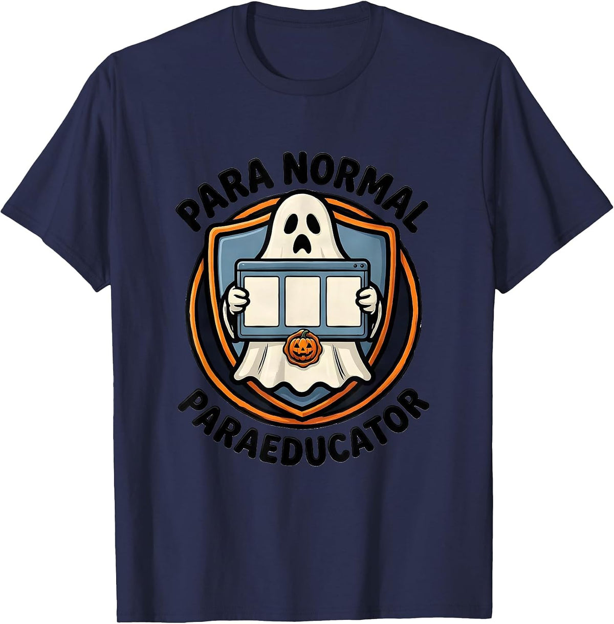 Para Normal Paraeducator Ghost Halloween Para Teacher Aide T-Shirt - Navy Blue