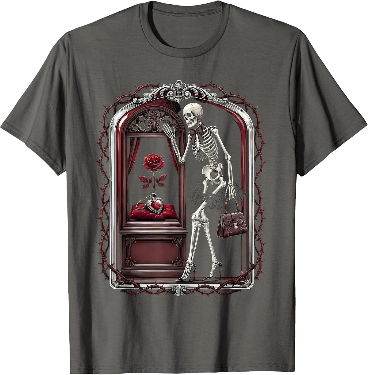 Men's Boo-Jee Skeleton Designer Heels Window Shopping T-Shirt - Asphalt Grey