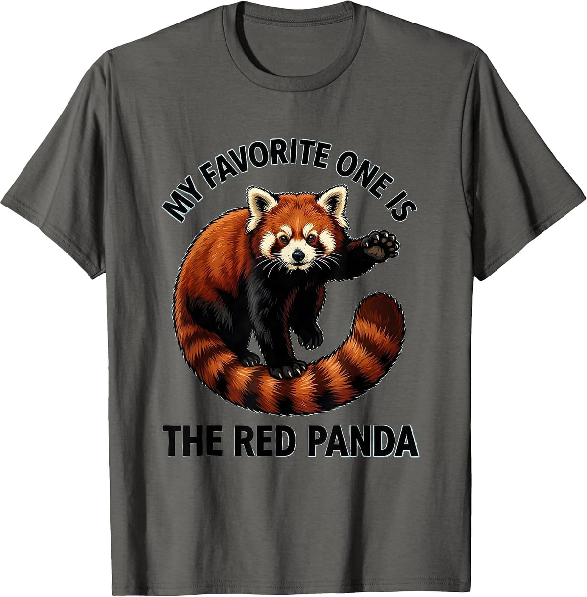 Men's My Favorite One Is The Red Panda Cartoon Red Panda Lover T-Shirt - Asphalt Grey