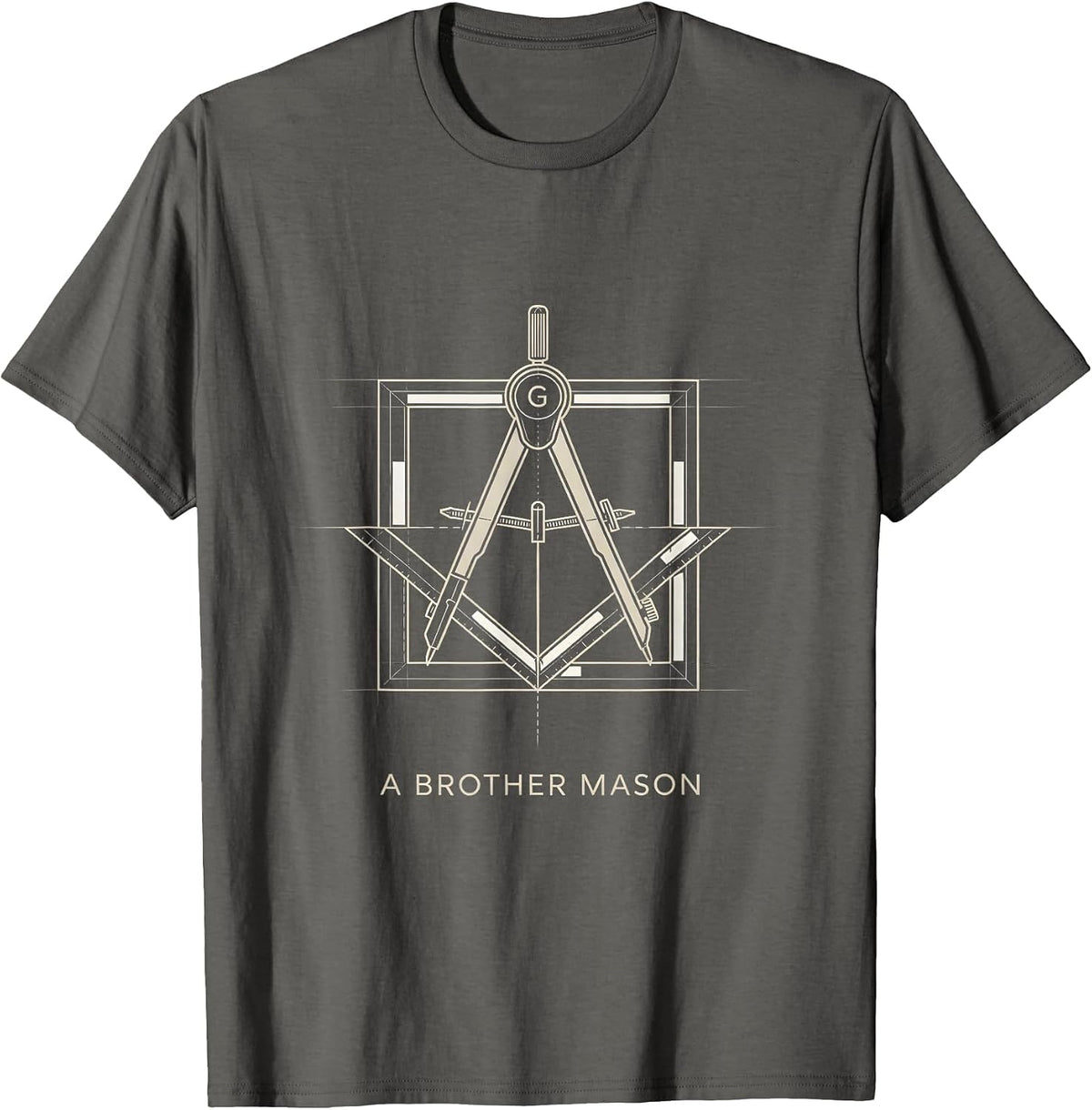 A Brother Mason Minimalist Masonic Square And Compass T-Shirt - Asphalt Grey