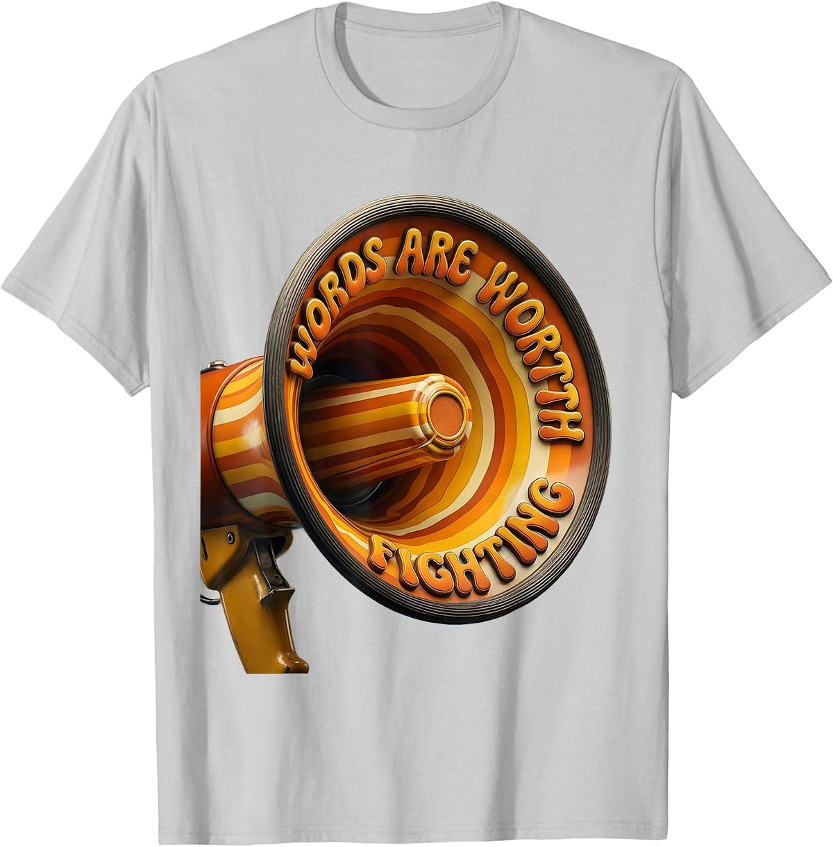 Men's Words Are Worth Fighting Speech Therapy Design T-Shirt - Silver Grey