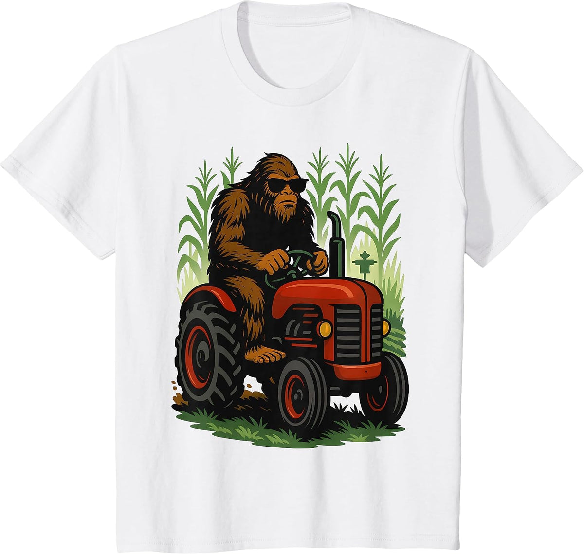 Funny Bigfoot Farmer Tractor Farming Farm Men Boys T-Shirt - White