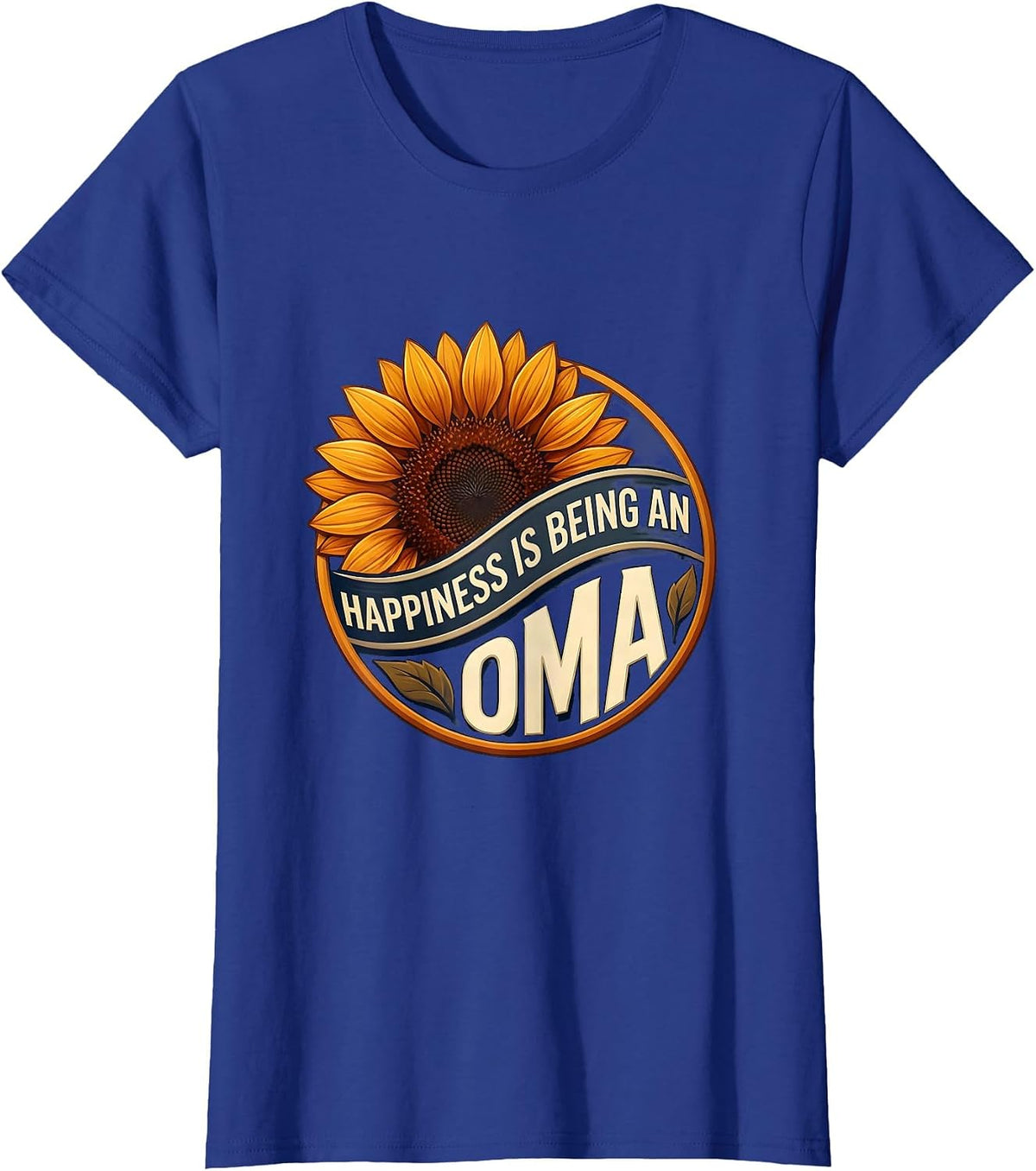 Women's Happiness Is Being An Oma Sunflower Mother's Day Grandma T-Shirt - Royal Blue