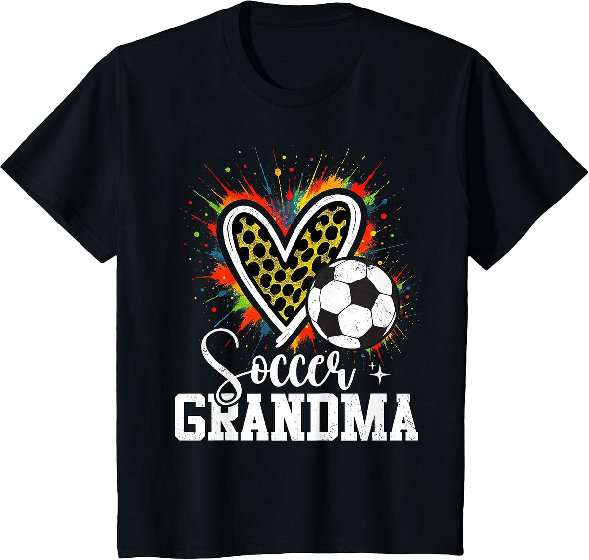Soccer Grandma Leopard Heart T-Shirt - Black