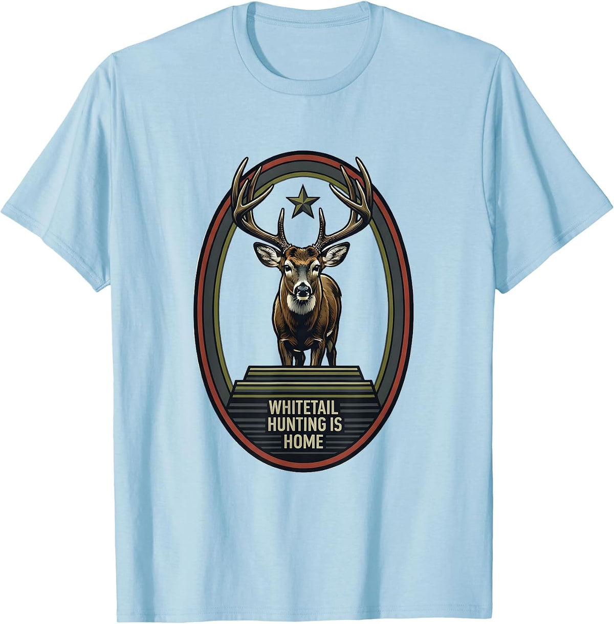 Men's Whitetail Hunting Is Home Patriotic Camo Hunter Dad Gift T-Shirt - Baby Blue