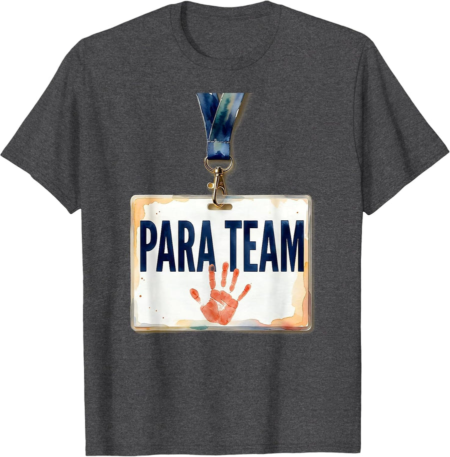 Men's Para Team Watercolor School Paraprofessional Teacher T-Shirt - Dark Heather Grey