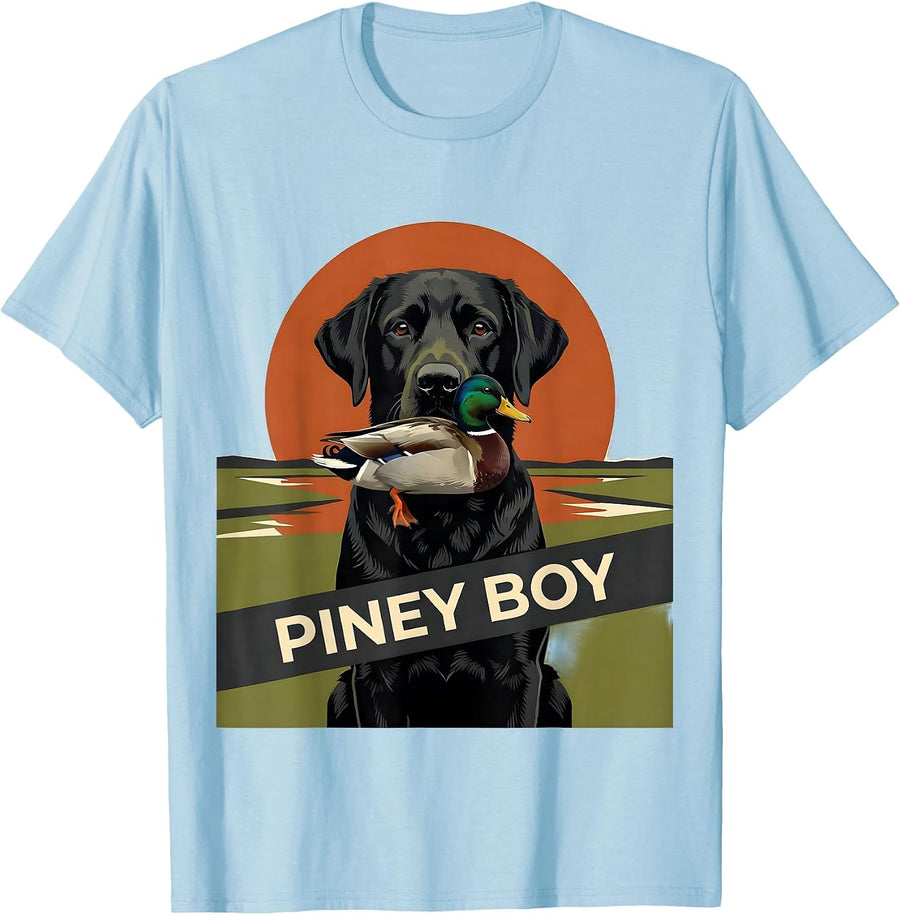 Men's Piney Boy Vintage Labrador Duck Hunting Southern Heritage T-Shirt - Baby Blue