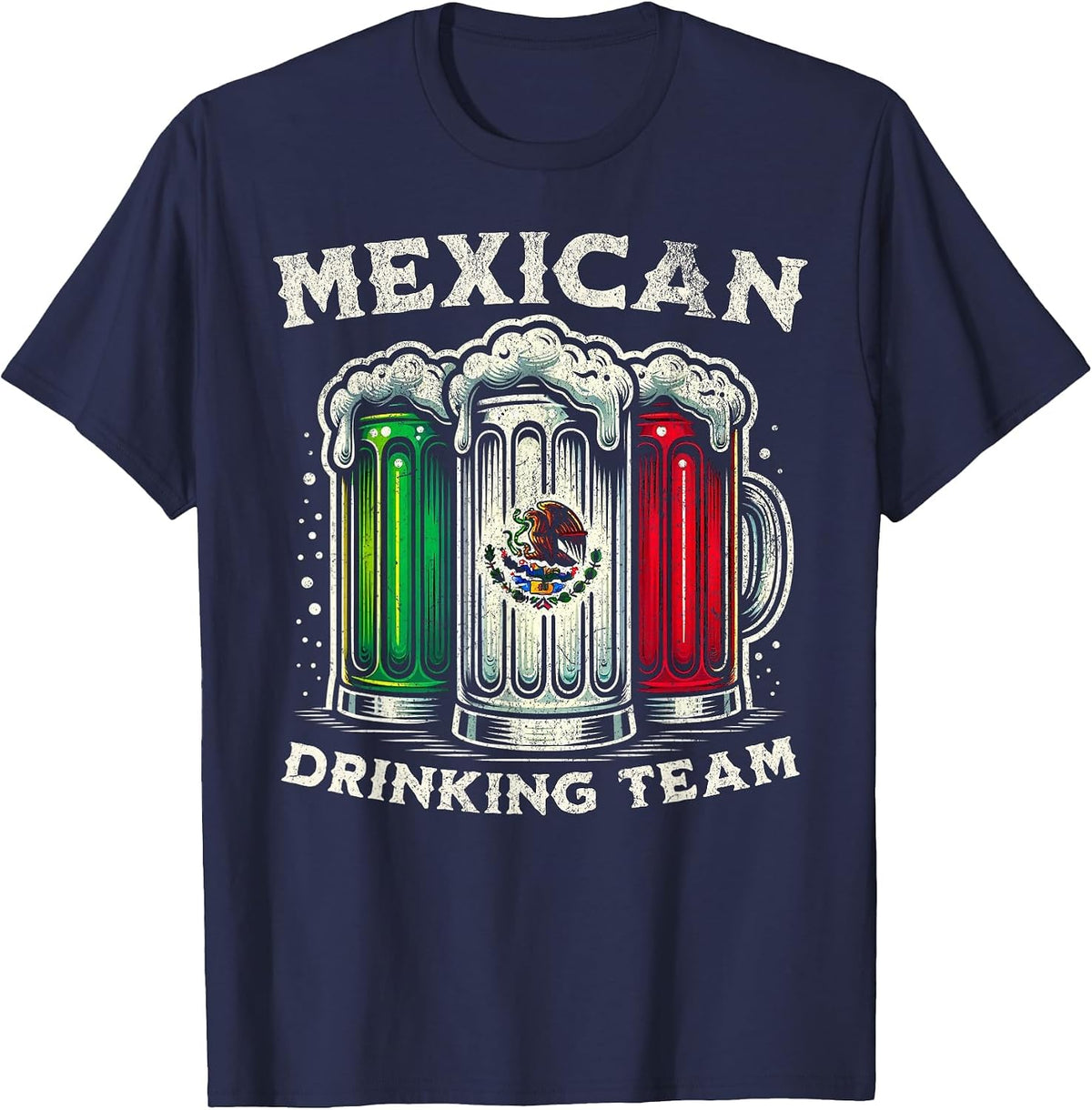 Official Mexican Flag Drinking Team - Funny Cinco de Mayo T-Shirt - Navy Blue