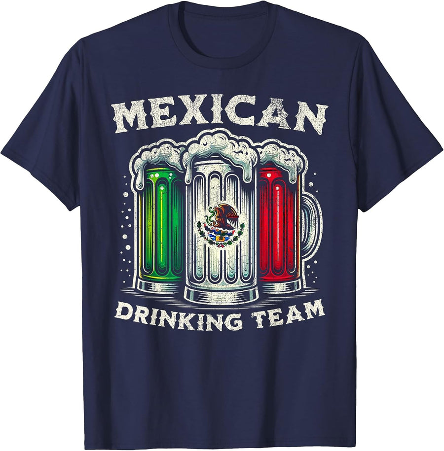 Official Mexican Flag Drinking Team - Funny Cinco de Mayo T-Shirt - Navy Blue