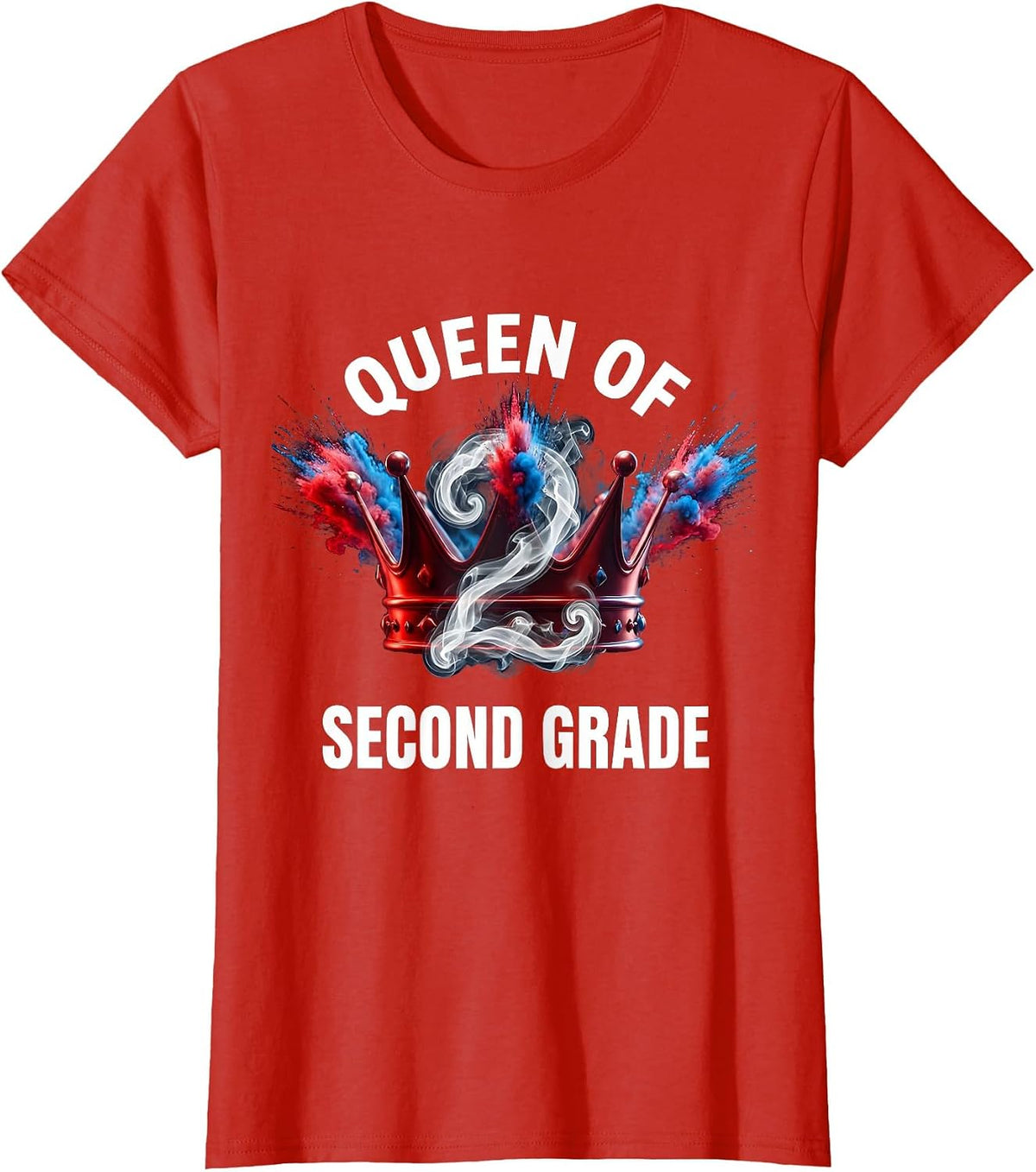 Queen of Second Grade Girls 2nd Grade Design T-Shirt - Red